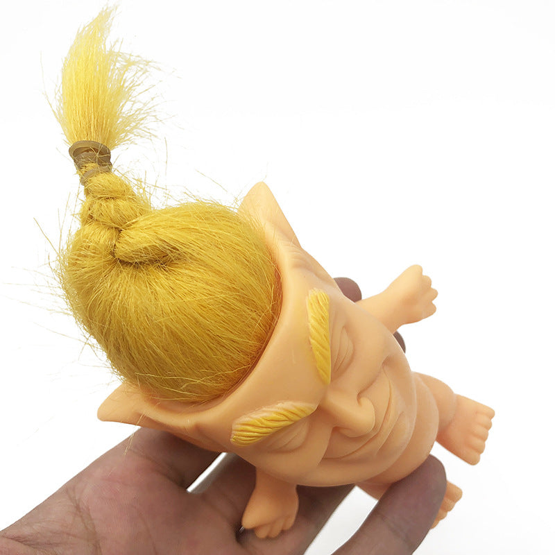 New Vinyl Long Hair Doll Creative Simulation Trump Doll Hand-Made Ornaments