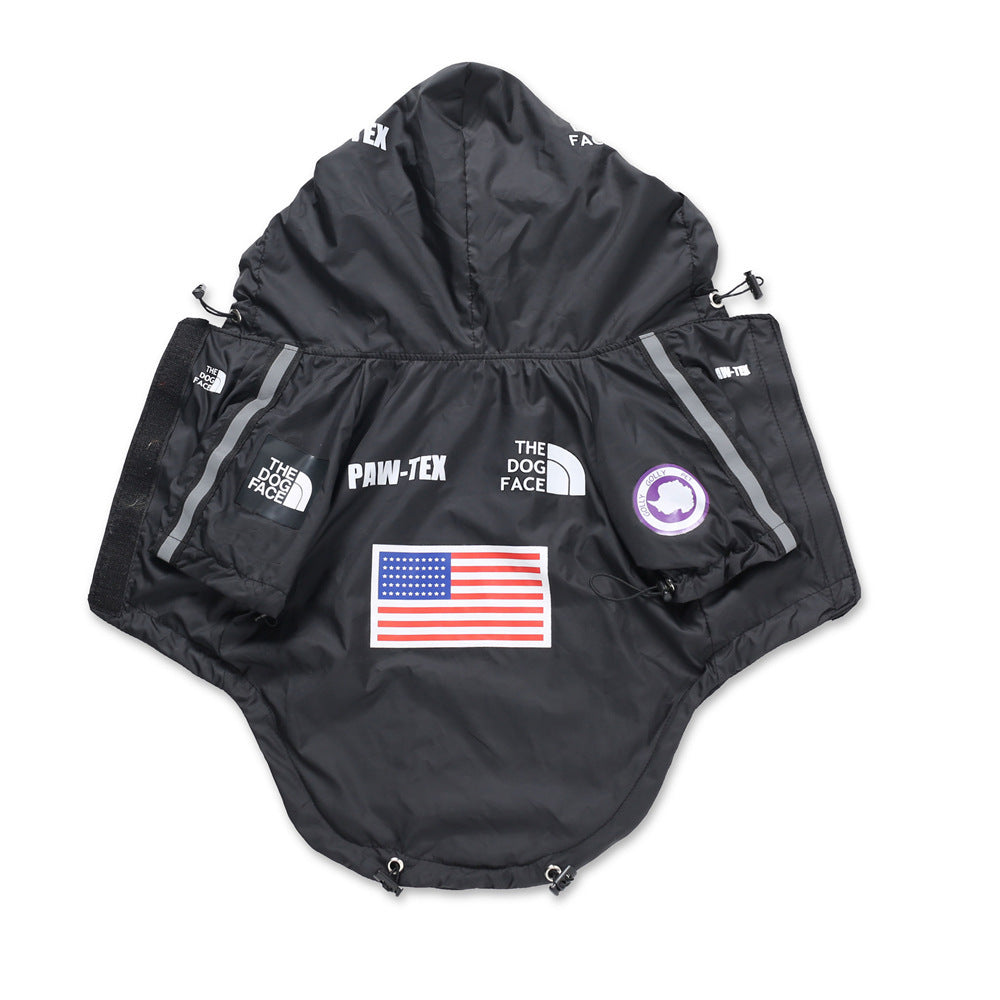 American Flag Tide Brand Windproof And Rainproof North Dog Large Dog Raincoat Dog Pet Jacket