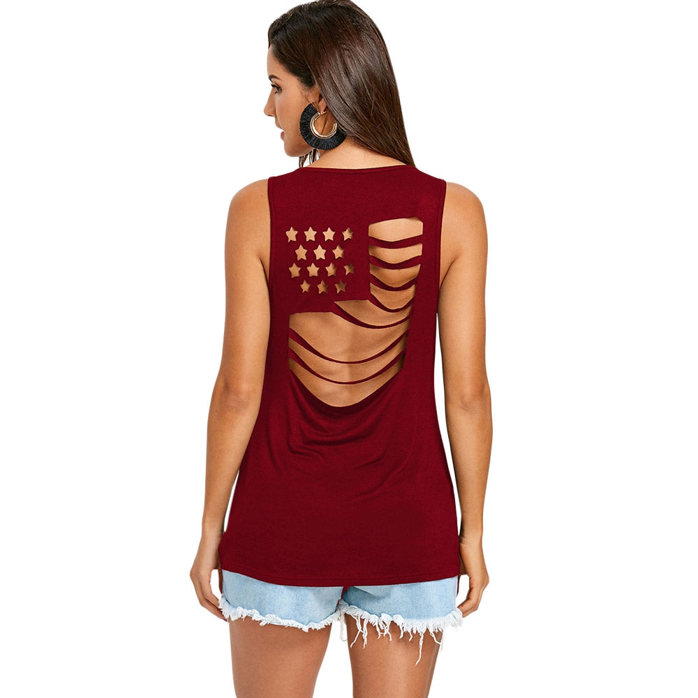 American Flag Back Sleeveless T-shirt