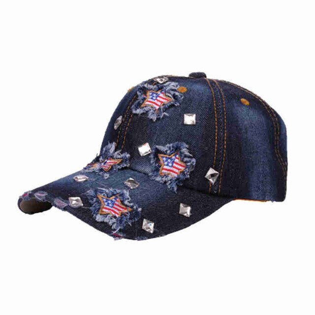 Snapback Vintage Denim Jeans Baseball Caps with American Flag Star