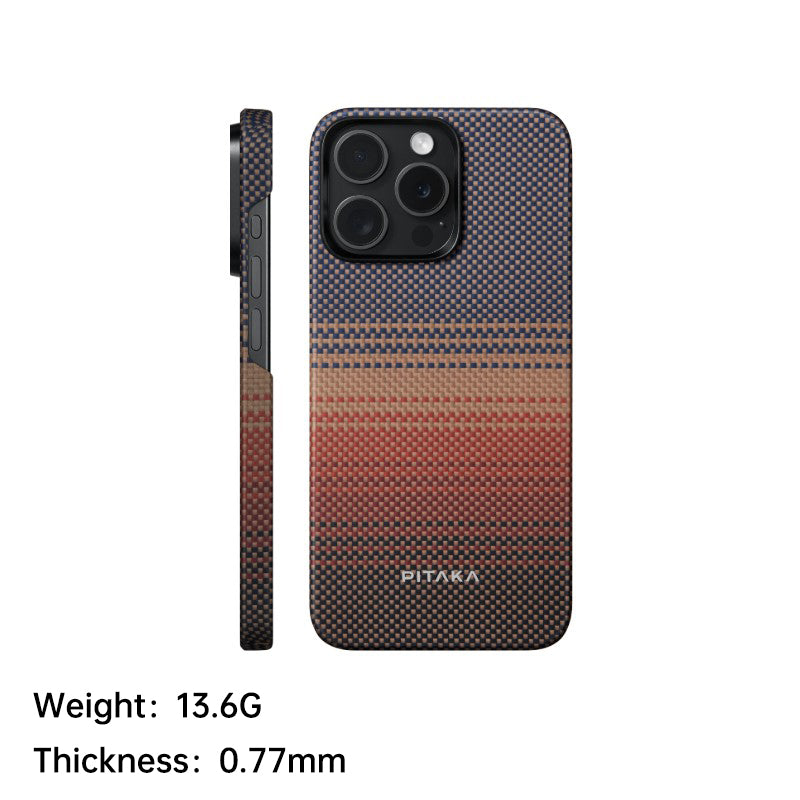 PITAKA is suitable for Apple 15promax magnetic sunset moonrise Kevlar floating aramid high-end magsafe carbon fiber mobile phone case