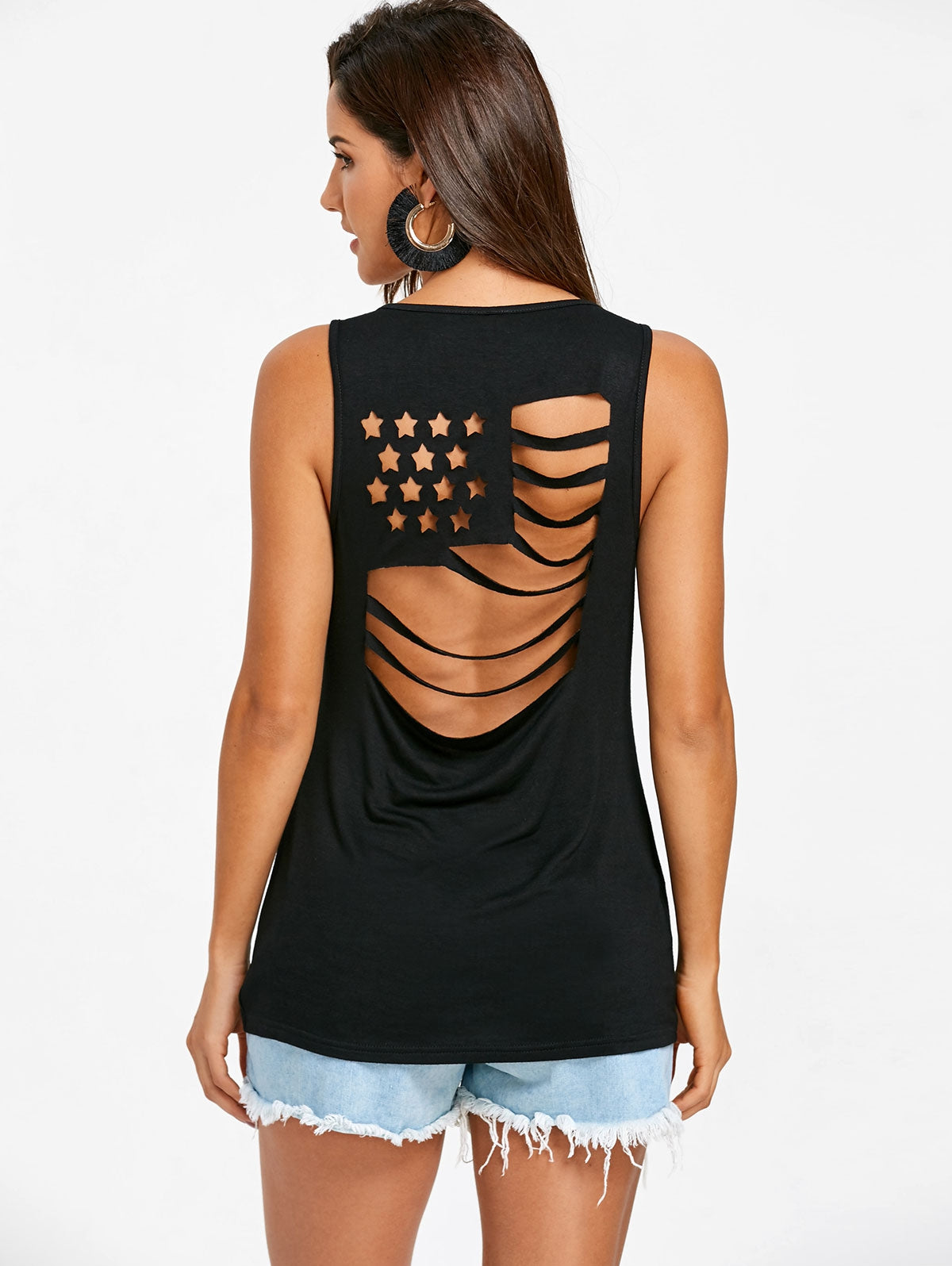 American Flag Back Sleeveless T-shirt