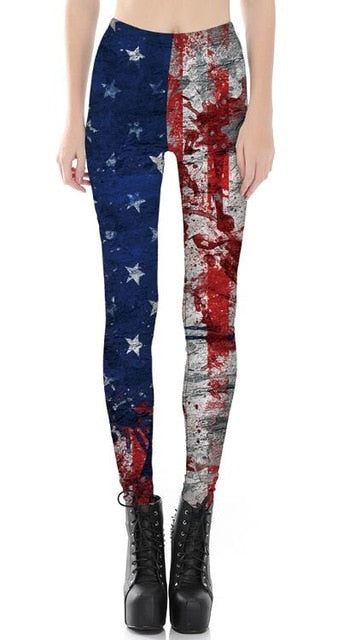 American Flag Print Women fitness legging S To 4xL Black Red Goemetric Print Plus Size Pants 4 Patterns