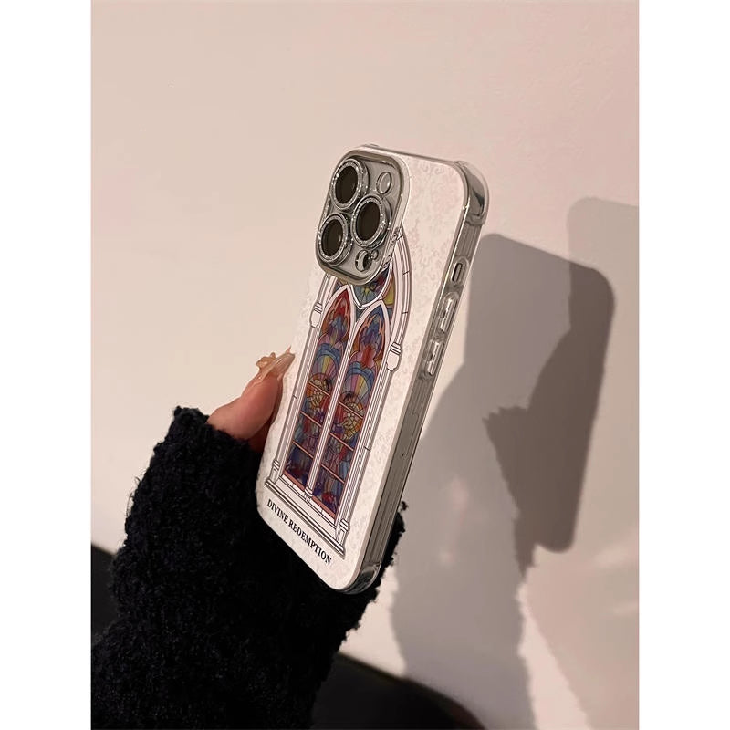 A niche Van Gogh art window glitter lens film double-layer shell Apple phone case · Van Gogh art window - single shell