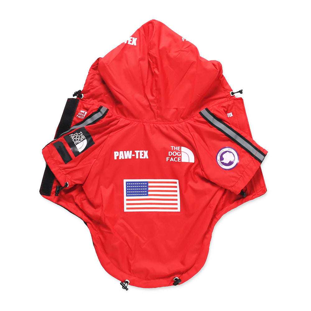 American Flag Tide Brand Windproof And Rainproof North Dog Large Dog Raincoat Dog Pet Jacket