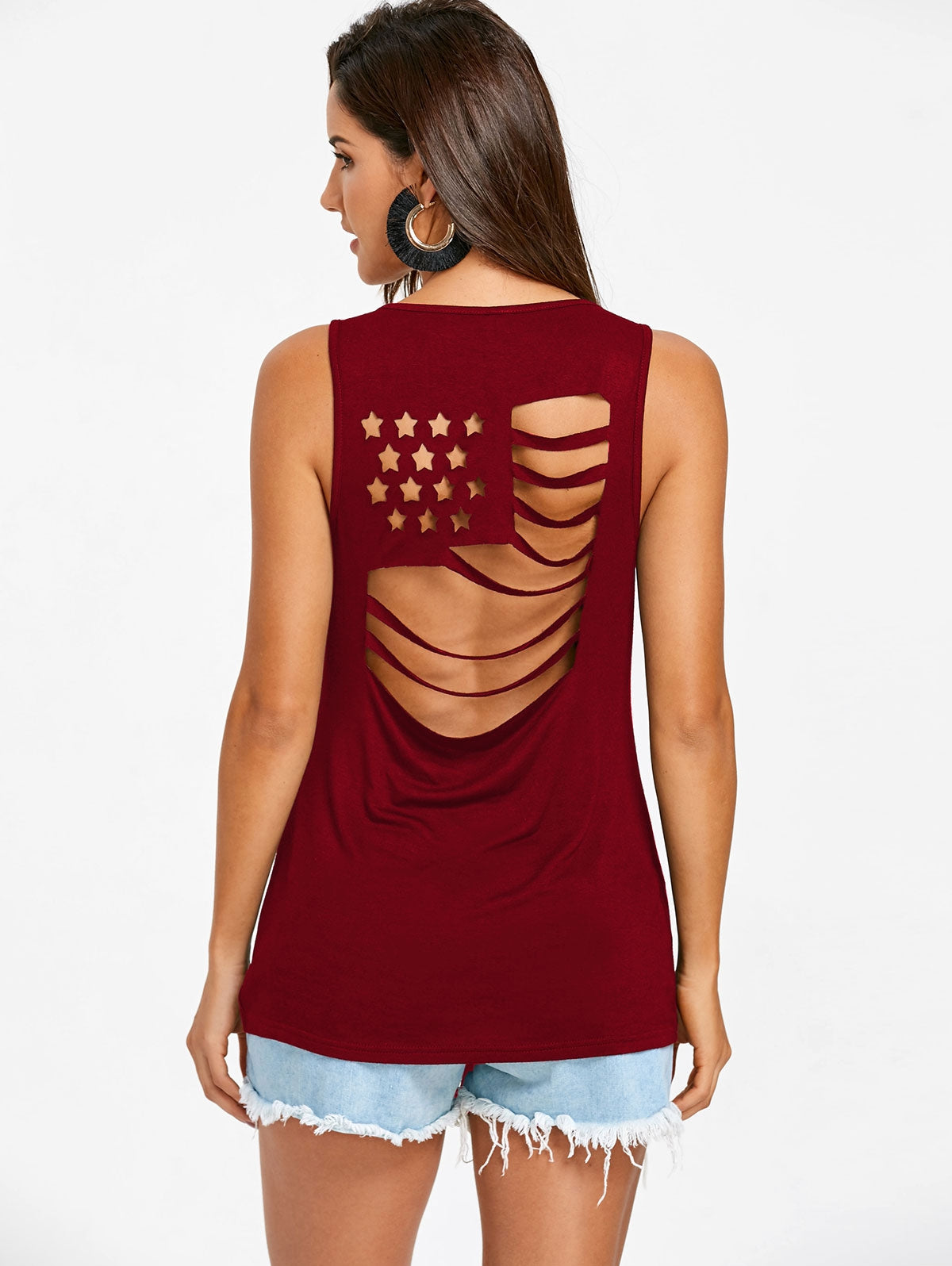 American Flag Back Sleeveless T-shirt