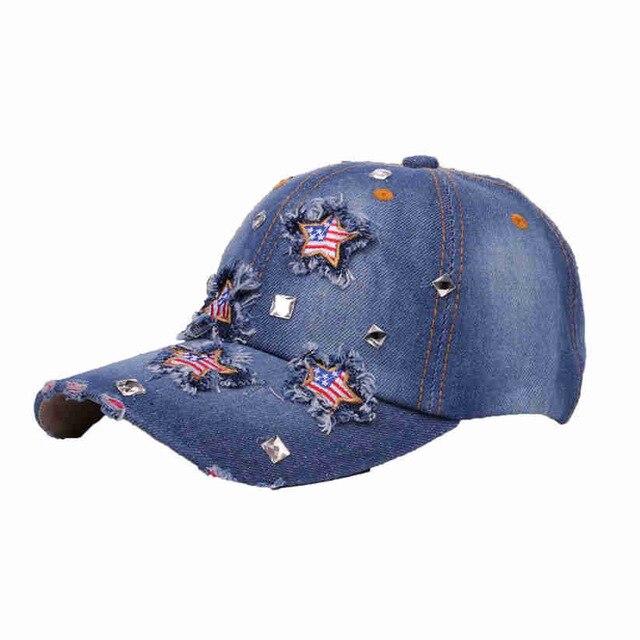 Snapback Vintage Denim Jeans Baseball Caps with American Flag Star