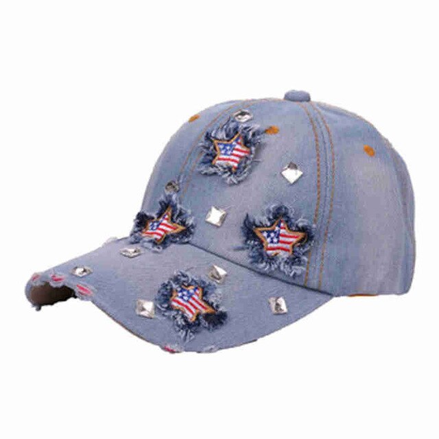 Snapback Vintage Denim Jeans Baseball Caps with American Flag Star