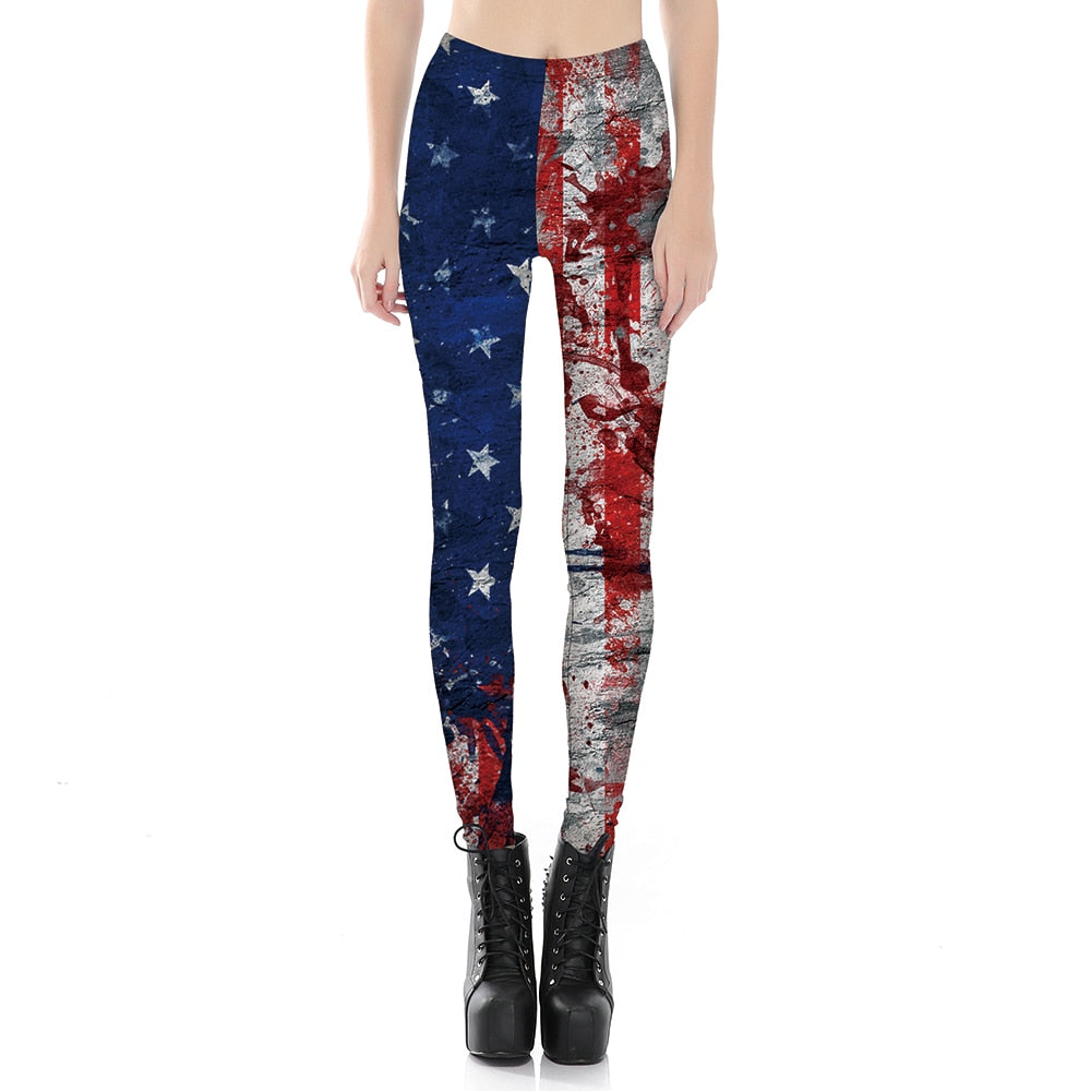 American Flag Print Women fitness legging S To 4xL Black Red Goemetric Print Plus Size Pants 4 Patterns