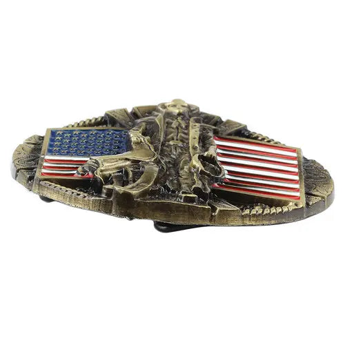 The American flag and cowboy pattern belt buckle